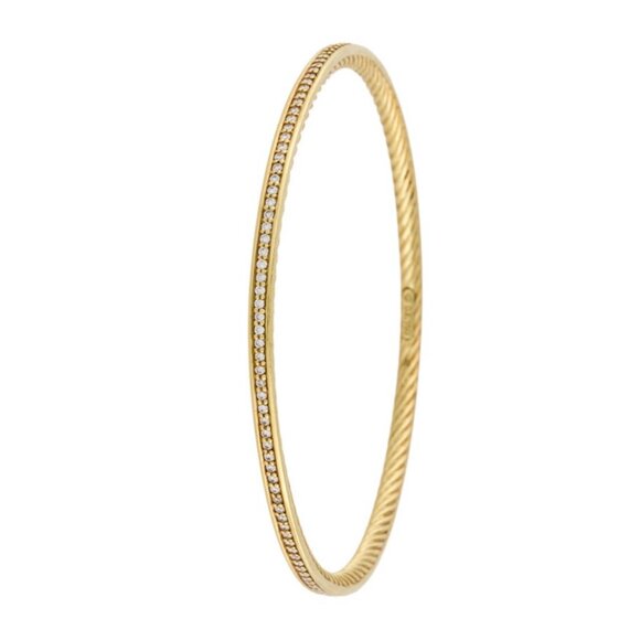 DAVID YURMAN 18K 750 YELLOW GOLD 1.12CTW DIAMOND BANGLE BRACELET - Picture 3 of 8
